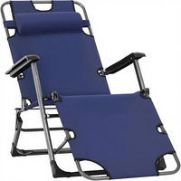 Chaise longue pliante moderne en fer, chaise de jardin, dossier réglable, ergonomique, pour extérieur, piscine, plage, patio, pelouse, terrasse, bleu marine