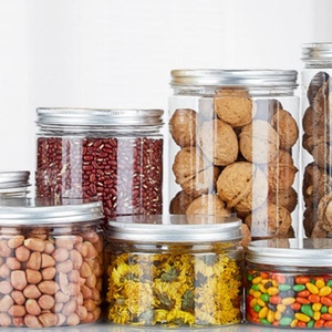 Custom Food Grade <b>Clear</b> PET <b>Container</b> 4oz 250ml Chocolate Cake Nuts Cookies Ice Cream Honey Candy 8oz <b>Plastic</b> Jar With White Lid - Product Image 5