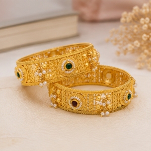Zyvory 925 Silver Antique Bangles Traditional Designer <b>Kada</b> Bracelet Set for Women Wedding Jewelry 50g Hall Mark HUID Certified - Product Image 2