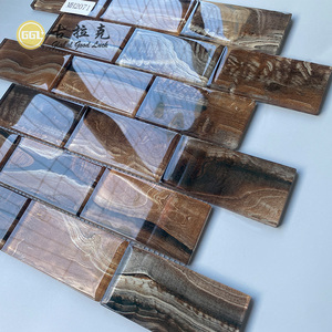 Goodluck กระเบื้องโมเสคแก้วใสสีน้ำตาลสดใส, กระเบื้องอิฐโมเสคผนังห้องน้ำห้องครัวห้องน้ำฝักบัว - Product Image 6