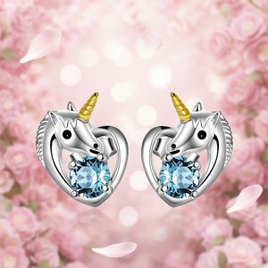 Boucles d'oreilles clous licorne E589 roses en alliage de zinc, zircon rond taille brillant, sertissage griffe, bijoux fantaisie animaux mignons pour femmes, cadeau - Product Image 2