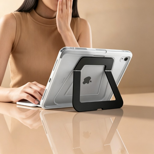 Factory Wholesale Transparent Acrylic Metal Stand Case with Pencil Slot Shockproof Cover for iPad 10 11 A16 Air 11 Pro Tablet