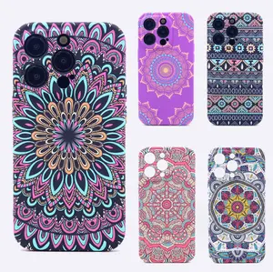 Chinese style retro flower luminous water sticker 14/13/12Promax soft shell frosted 11 court flower mobile phone shell relief