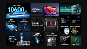 Ulefone 5G Rugged Phone <b>Night</b> <b>Vision</b> <b>Camera</b> 120HZ 12+256GB 10600mAh NFC Android 15 Global Phone Ulefone ARMOR 27 PRO - Product Image 4
