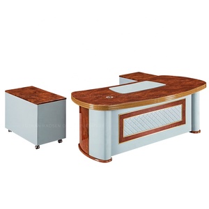 Escritorio de Oficina de Estilo Italiano, Lujoso y Clásico, de PU y MDF, Muebles de Oficina para Jefes, Escritorio Ejecutivo de Madera y Cuero, Mesa de Oficina - Product Image 2