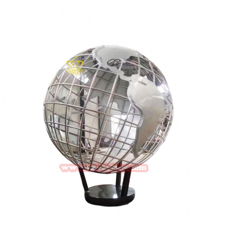 Outdoor garden Ornaments sculpture Metal Crafts Stainless Steel Globe Sculpture