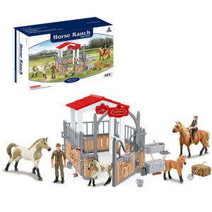 Con la figura umana simulazione fattoria degli animali modello stabile giocattolo di plastica cavallo per i bambini - Product Image 1