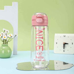 Cute <b>Plastic</b> <b>Straw</b> Water Bottle With Flip Lid For Children Travel Hiking Bpa Free - Product Image 5
