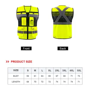 Mode Hi-Vis Kleding Gebreide Stof Reflecterende Vest Reflecterende Multi-Pockets Veiligheidsvest