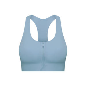 Soutien-gorge de sport à maintien élevé, respirant et réglable pour femme, motif écossais, avec cristaux, fermeture éclair frontale, anti-choc, pour la gym - Product Image 5