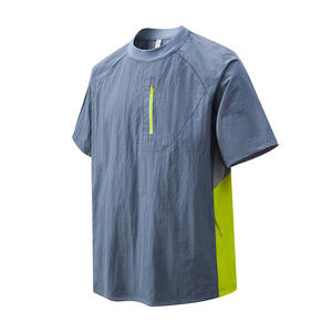 Camiseta Deportiva Personalizada al por Mayor para Hombre, 100% Nailon, Ligera, Transpirable, con Bolsillo con Cremallera, Manga Corta, Ropa Deportiva - Product Image 1