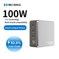 Cargador de Pared USB Plegable NIUBAILE de 100W, 3 Puertos Tipo-C, 1 Puerto USB, Carga Rápida QC3.0/PD/FCP, Adaptador Universal, Material Ignífugo para PC