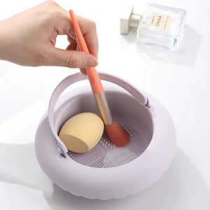 <b>Makeup</b> Brush Cleaning Bowl Air Drying Integrated Beauty Egg Powder Puff <b>Makeup</b> Brush Cleaning <b>Box</b> Beauty Tool Cleaning Artifact - Product Image 6