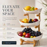 Étagère à collation multi-niveaux créative en bambou et bois à trois couches pour fruits et bonbons, panier à fruits multifonctionnel pour la maison, Chine