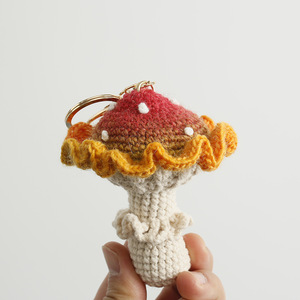 Cute Handmade Mini Crochet <b>Mushroom</b> Doll Keychain Yarn Crochet Knitted Vegetable Amigurumi Bag Charm Toy Pendant Doll Key Chain - Product Image 3