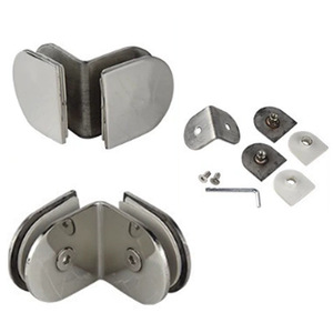 Clip de porte de douche en acier inoxydable poli pour verre incurvé, fixation sans cadre, ensemble de quincaillerie moderne pour salle de bain - Product Image 1