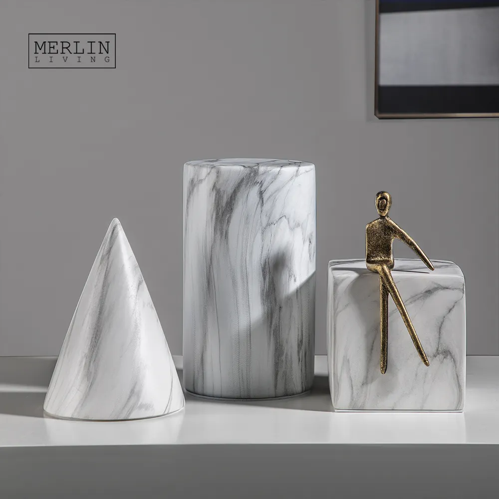 Merlin Wohnzimmer Dekoration Zylinder Marmor Dekoration Würfel Runde Ecke Einrichtungs gegenstände für Dekoration Zubehör