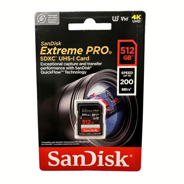 Extreme Pro SDSDXXD-1T00 Memory Card 1TB Capacity High-Speed Class 10 Compatible with Cameras DVRs Tablet PCs Made of Plastic