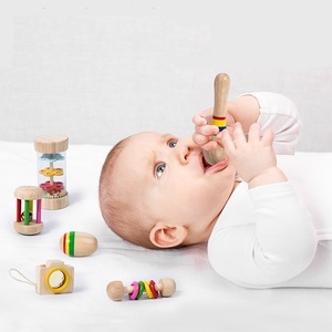 2024 Unisex Wooden Rainmaker Sensorial Brinquedo Montessori educação precoce bebê chocalho instrumentos musicais para crianças - Product Image 1