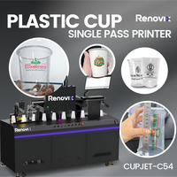 Mesin Printer UV Single Pass Double Side Renovix Industry untuk Cangkir Plastik, Cangkir Es Krim, Cangkir Teh Susu dengan Pengumpanan Otomatis Penuh