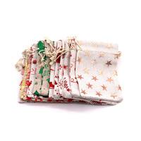 Sac de rangement en coton 10x14cm avec estampage doré pour cadeaux, Noël, bonbons, noix - Divers styles, usage industriel, agriculture, etc.
