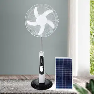 Grande ventilador solar recarregável para uso doméstico ao ar livre 16 polegadas 18 polegadas AC DC 12V com controle remoto e luz LED