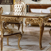Meubles de salle à manger de luxe italiens, style européen, table et chaises de salle à manger en bois massif sculpté, design moderne, feuille d'or