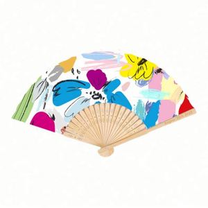 พัดไม้ไผ่พกพา แกะสลักและเพ้นท์ลายศิลปะพื้นบ้าน เหมาะสำหรับเป็นของที่ระลึกงานปาร์ตี้ หรือของแจกส่งเสริมการขาย ของตกแต่งงานฝีมือ - Product Image 1