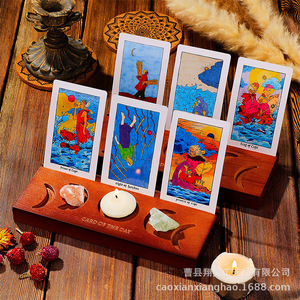 Soporte de Madera para Tarjetas de 20 cm x 20 cm, Color Quemado, Moderno y Sencillo, para Tarjetas de Tarot, Notas, Fotos, Menús - Product Image 1