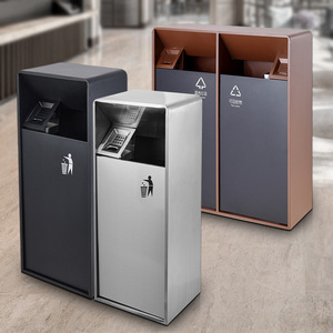 Stainless Steel Outdoor Trash Can With Ashtray Integrated Sorting <b>Bin</b> For Hotel And Public Use - Product Image 1