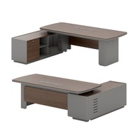 Mobili per Ufficio Direzionale di Alta Gamma, Scrivania Direzionale Moderna a L in Noce Grigio con Ampio Armadio Laterale, Ecologica