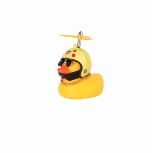 Accessoires de cyclisme Canard en caoutchouc Jouet Voiture Vélo Ornements Décorations Cloche de Canard avec Hélice <span class=keywords><strong>Casque</strong></span> pour Enfants Adultes Hommes Femmes - Product Image 1