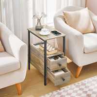 Table de chevet étroite en gros avec 2 tiroirs, table de chambre mince avec deux tiroirs, table de chevet fine avec 2 tiroirs pour chambre à coucher