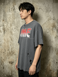 ผู้ผลิตเสื้อผ้า รับพิมพ์ลายเสื้อยืดสตรีทแวร์ คอตตอน ขาดๆ แบบดิสเทรส พิมพ์ลายกราฟิกทรงบ็อกซี่ สำหรับผู้ชาย - Product Image 3