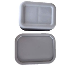 Silicone Three Compartment Lunch Box Rectangular Grey Anti Odor Portable Bento Box For Daily Use - Product Image 2
