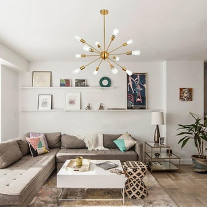 Morden <strong>Sputnik</strong> <strong>Light</strong> <strong>Fixture</strong> Modern Luxury Chandeliers 12 <strong>Lights</strong> Brushed Brass Modern Ceiling <strong>Light</strong> <strong>Fixture</strong> - Product Image 2