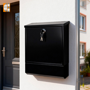 Buzón Comercial de Exterior, Estilo Americano <span class=keywords><strong>Vintage</strong></span>, de Acero Inoxidable Negro, Anti-Robo, Impermeable, Personalizable, Grande, 16L - Product Image 1