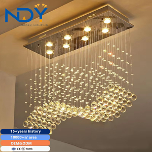 Oem/ODM khách sạn biệt thự tùy chỉnh sang trọng treo ánh sáng mặt dây chuyền phong cách hiện đại trong nhà trang trí nội thất vàng dài cầu thang dẫn đèn Chùm Pha Lê - Product Image 1