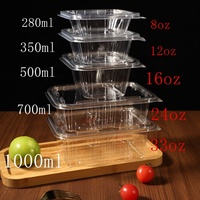 BPA-vrije, gepersonaliseerde, grote PET-voedselcontainer, luchtdicht, stapelbaar, voor fruit, salade, koude gerechten, met afsluitbaar deksel