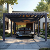 Pérgola Motorizada Ajustable con Persianas, Ofrece Sombra para Patio y Cochera en Todo Tipo de Clima, Ideal para Estacionamiento y Ocio al Aire Libre