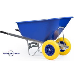 Brouette à double roue NS Factory Hot 200L, violette, pour jardin/écurie/chantier, avec pneus anti-crevaison et bac en plastique - Product Image 4