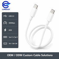 Câble de données USB 2.0 Type C en gros, 1M 2M 60W, câbles de charge rapide en silicone, 480 Mbps, cordon de transfert à coque plastique pour téléphones et tablettes
