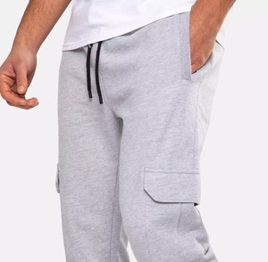 Pantalones Deportivos Grises para Hombre, con Cordón, Múltiples Bolsillos, Casuales, para Verano, de Felpa, 100% Algodón, Resistentes al Viento y Transpirables - Product Image 4