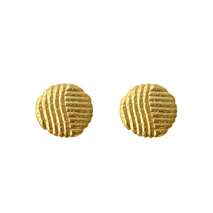 French Style 316L <b>Titanium</b> Steel <b>Stud</b> Earrings Gold Round Textured Geometric Fashion Women's Earrings - Product Image 5