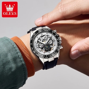 Montre mécanique automatique pour homme, livraison directe, boîtier en acier inoxydable Hangzhou, bracelet en silicone, phase de lune ajourée, étanche - Product Image 2