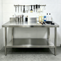 Table de travail médicale en acier inoxydable double couche de qualité médicale 316 avec étagères de rangement pour hôpital