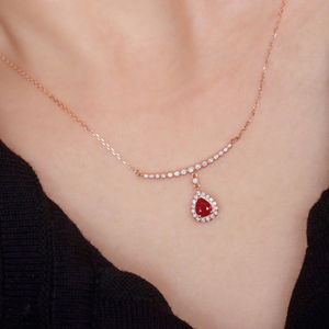 Aazuo Luxury Jewelry 18K <b>Rose</b> <b>Gold</b> Natural Ruby Real Diamonds Classic <b>Pendant</b> <b>Necklace</b> Engagement Wedding Gift For Women Lovely - Product Image 6
