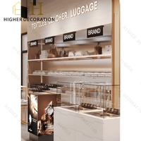 Conception de magasin de parfums haut de gamme en rendu 3D avec vitrine et comptoirs éclairés par LED pour la vente au détail de luxe