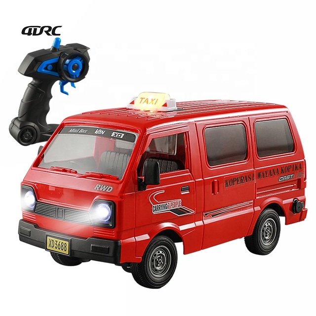 4DRC 1:16 Remote Control Mini Bus 6-Channel Doors Opening Mist Spray 4WD 2.4Ghz Toys Rc Model Micro Van Car with Lights & Music
