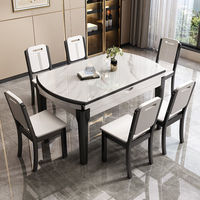 Table à manger en marbre au design moderne avec table rétractable Chaises de restaurant Tables Mobilier d'appartement pour usage familial